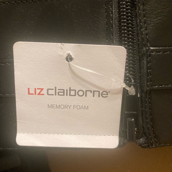 New with tags. Liz Claiborne boots. 7.5M. Black with gold accents. - Picture 10 of 11